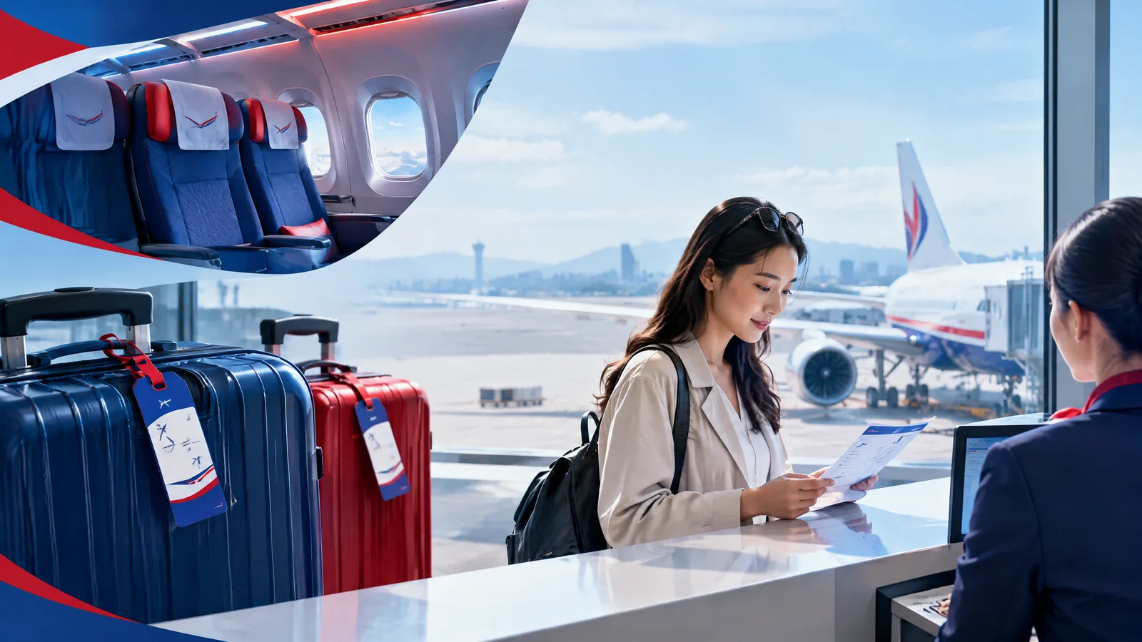 Hành khách Air China kiểm tra hành lý cho hành trình nhiều chặng