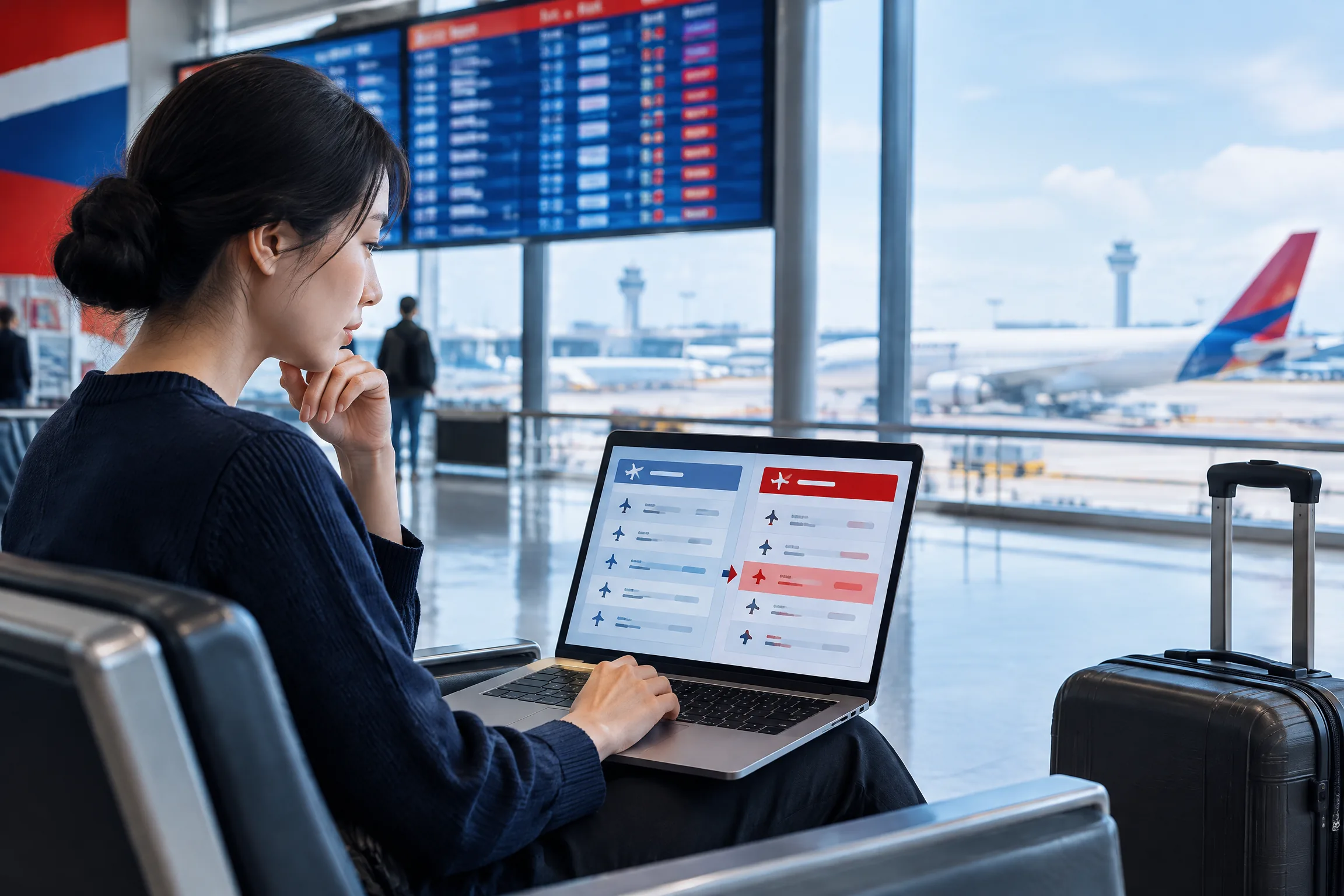 Hành khách đối chiếu lịch bay Air China trước khi yêu cầu đổi vé