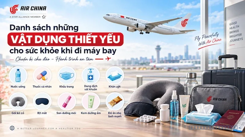 Danh sách những vật dụng thiết yếu cho sức khỏe khi đi máy bay