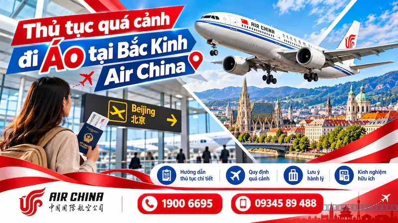 Thủ tục quá cảnh đi Áo tại Bắc Kinh Air China chi tiết