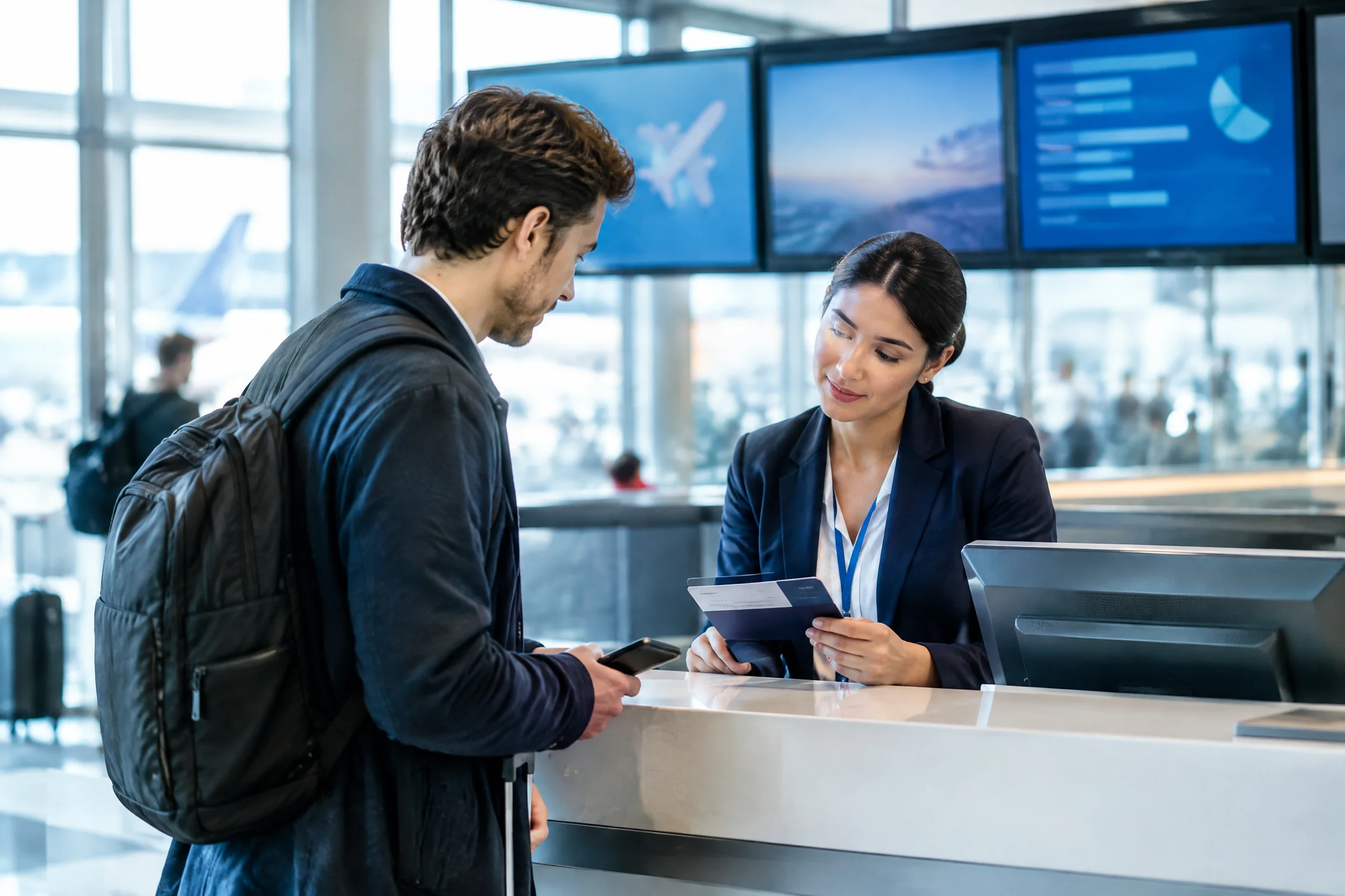 Hành khách kiểm tra trạng thái boarding pass