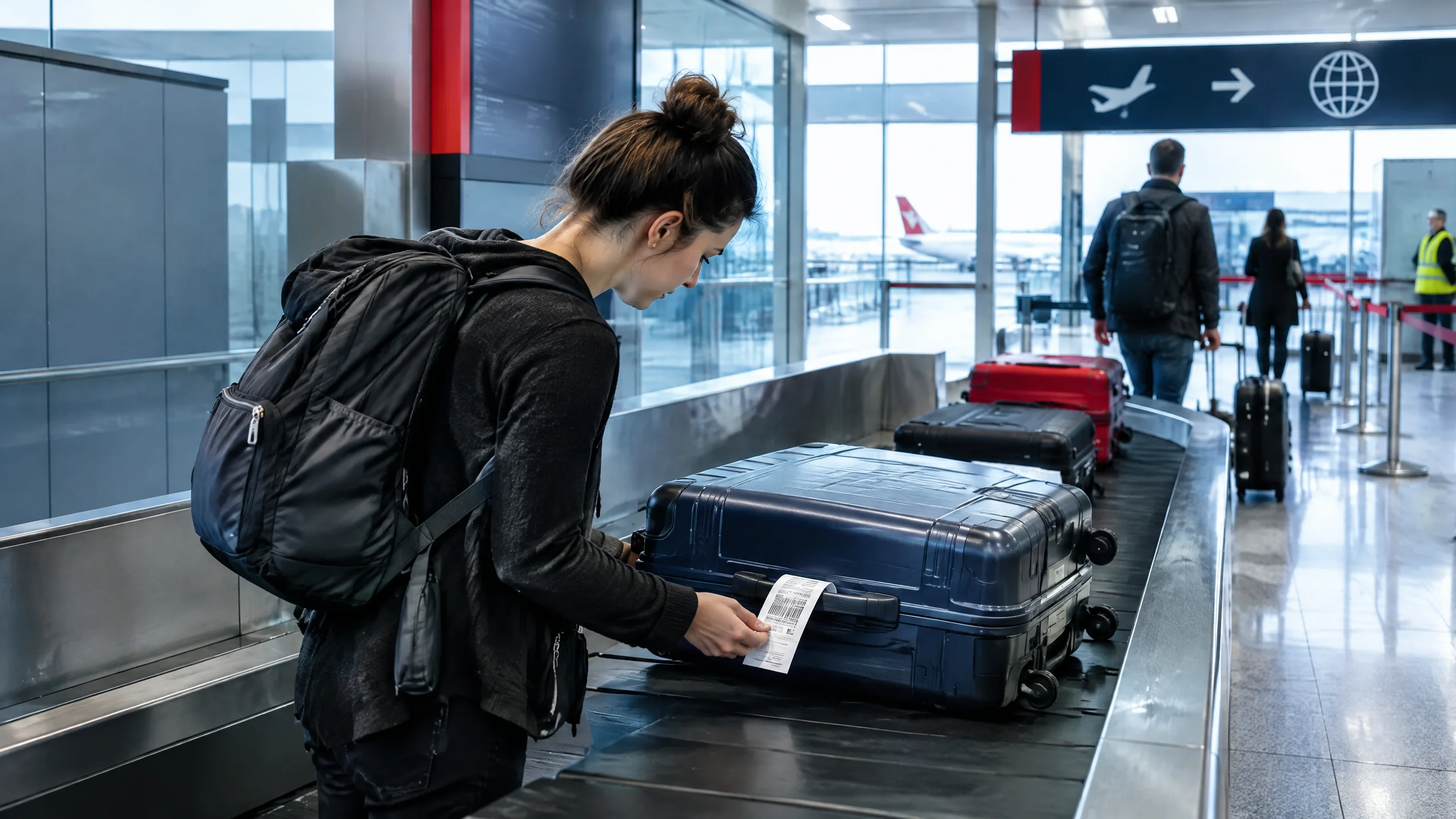 Hành khách kiểm tra vali ký gửi khi nối chuyến Air China