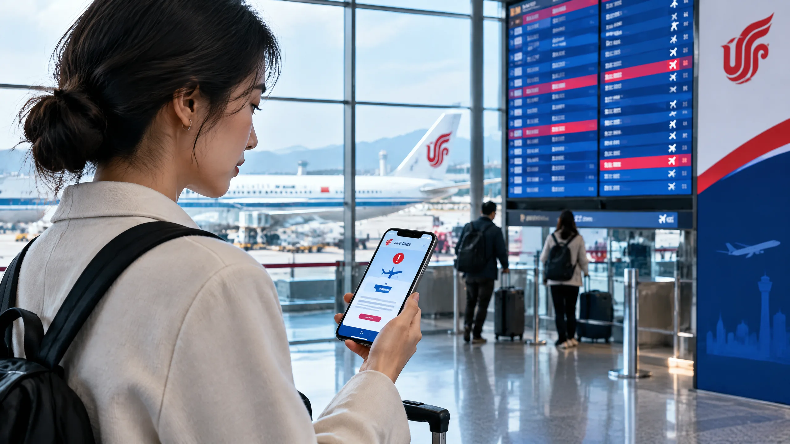 Hành khách kiểm tra chuyến bay Air China bị thay đổi tại sân bay