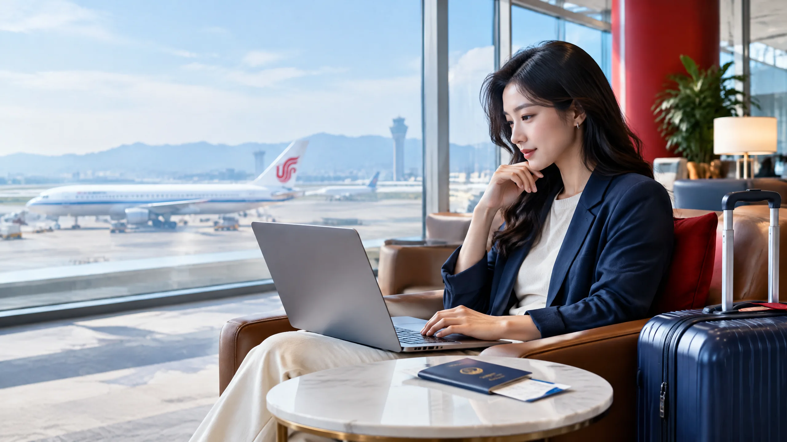Hành khách kiểm tra yêu cầu hoàn vé Air China tại sân bay