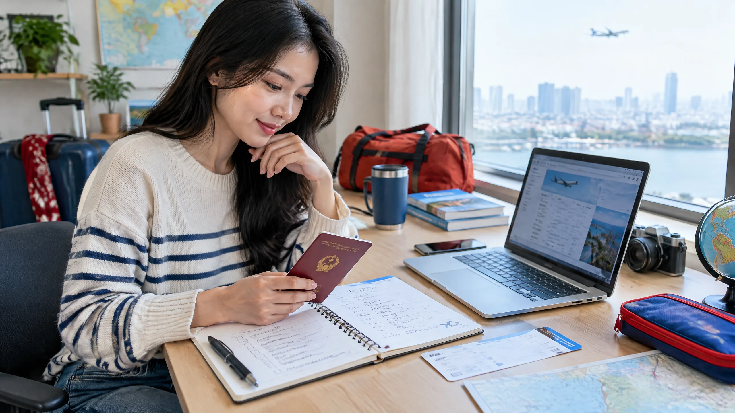 Hành khách chuẩn bị giấy tờ và lịch trình cho chuyến bay Air China trong mùa cao điểm